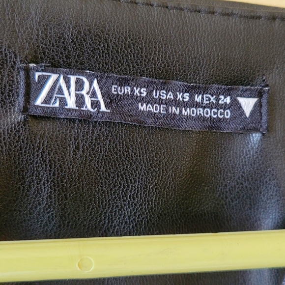 ZARA XS Faux Leather Wrap Mini Dress - Black - Picture 2 of 3